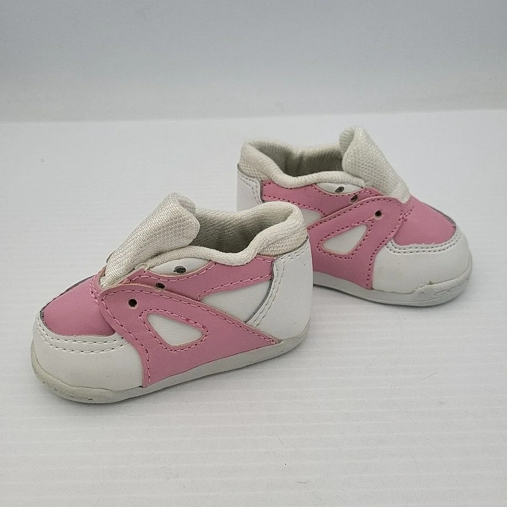 White Sneakers with Pink Stripe fits 23
